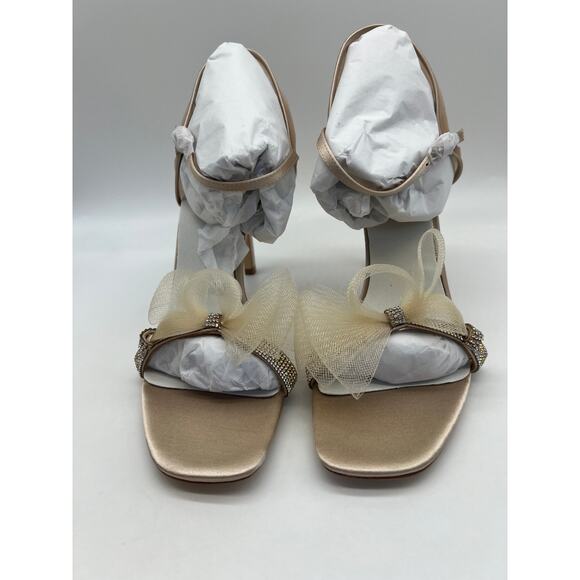 Badgley Mischka Women's Jessica Heeled Sandal Nude Satin MP5329 Size 9.5 NIB - Picture 10 of 11